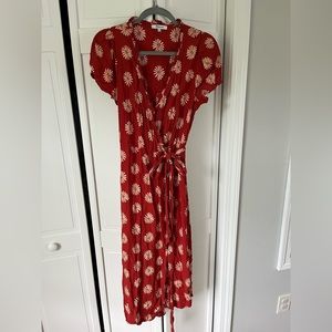 Ruffle-Edge Wrap Midi Dress in Daisy Daydream